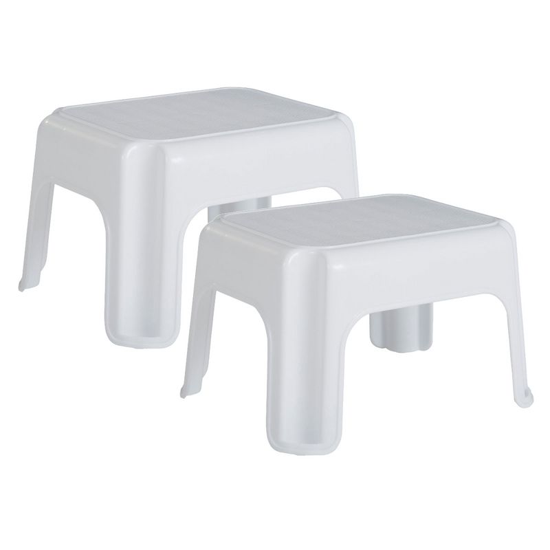 Rubbermaid Durable Roughneck Plastic Family Sturdy Small Step Stool, White, 1 of 7