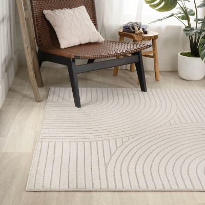 Scandinavian Ivory Geometric 35"x60" Synthetic Area Rug