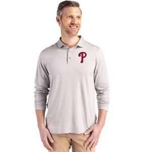 Philadelphia Phillies Cutter & Buck Coastline Epic Comfort Recycled Mens Long Sleeve Polo - 1 of 1