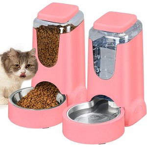 Automatic Pet Feeder and Water Dispenser Set, for Small Medium Dogs, Cats, Puppies, Kittens - 1 of 4