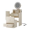 NicBex 3 In 1 Vanity Desk with Lights Small Vanity Set with Charging Station, 2 Drawers, Compact Makeup Vanity with Cushioned Tool for Apartment - 4 of 4