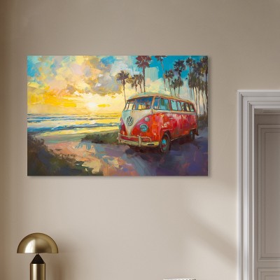 Colorful Coastal Sunset Canvas Wall Art, 45" x 30"