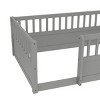 TopComfy Beds Twin Floor Bed Frame with Fence Wooden children  floor bed Wood Kids Floor Beds Frame for Kids, Gray, 78.94"*13.78"*6.5" - 3 of 4