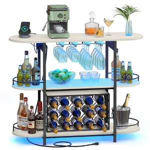 VASAGLE Bar Cabinets for Home, LED Coffee Bar with Power Outlets, Home Mini Bar for Liquor, Freestanding Wine Rack with Glass Holder - 1 of 4