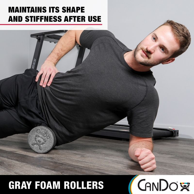 CanDo Plus Round Gray Exercise Fitness Foam Rollers for Muscle Restoration, Massage Therapy, Sport Recovery and Physical Therapy, 5 of 7