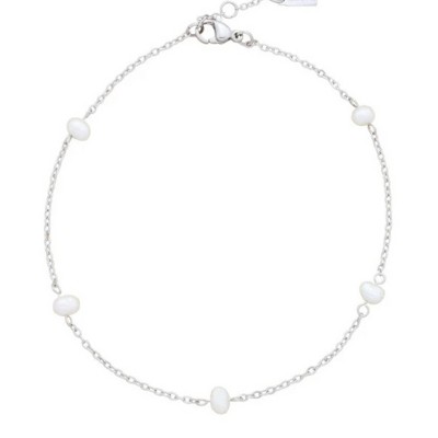 Pompeii3 Max Anklet Silver Plated 9.5" 5mm Freshwater Pearls Lobster Clasp