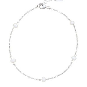 Pompeii3 Max Anklet Silver Plated 9.5" 5mm Freshwater Pearls Lobster Clasp - 1 of 4
