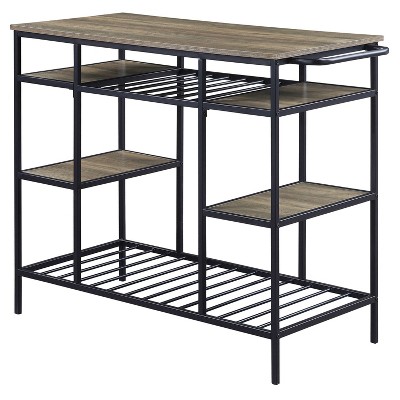 NicBex Mobile Kitchen Island Cart Metal Frame Kitchen Storage Cabinets with 4 Tier Open Shelves for Kitchen, Natural