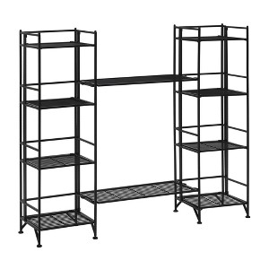 Breighton Home Xtra Storage 4 Tier Folding Metal Shelves with Set of 2 Extension Shelves in Black - 1 of 4
