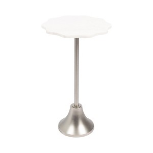 Kate and Laurel Sanzo Scalloped Marble and Metal Table, 14x14x24, Silver - 1 of 4