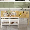 FUFU&GAGA White Modern Sideboard Buffet on Wheels with Extendable Tabletop - 3 of 4