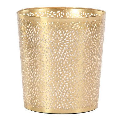 Small Glam Metal Cylinder Waste Bin Gold - CosmoLiving by Cosmopolitan