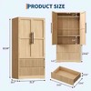 Bedroom Armoire Wardrobe Closet, Freestanding Large Wardrobe Armoire Cabinet with Glass Doors and 2 Drawers - 2 of 4