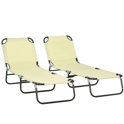 74'' 2 Piece Folding Chaise Lounge Pool Chairs, Outdoor Sun Tanning Chairs with 5-Level Reclining Back