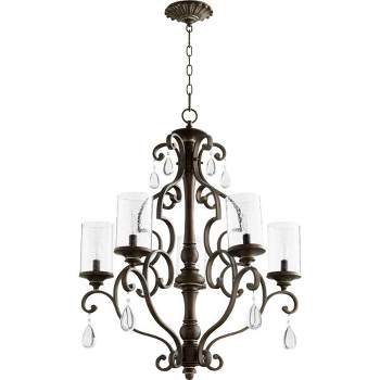 Quorum Lighting San Miguel 5-Light Chandelier, Vintage Copper, 27.5W x 33H, Chain Hanging, 5 Bulbs, Dry Rated
