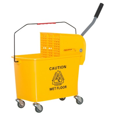 HOMCOM 5 Gallon Janitor Mop Bucket w/ Down Press Wringer