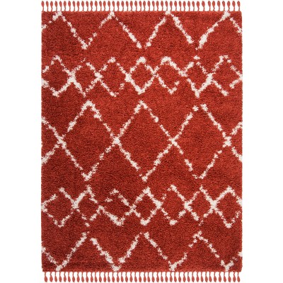 Pro Lux Shag Plx434 Power Loomed Area Rug - Rust/creme - 8'x10 ...