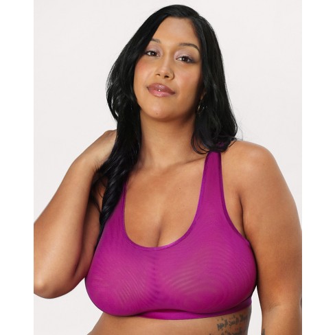 Curvy Couture Women's Sheer Mesh Bralette Cosmo Pink M : Target