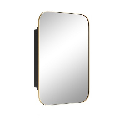 Dovelina Iron Frame Arched Wall Mirror Cabinet Multifunctional Wall-Mounted Mirrored Cabinet with Magnetic Doors