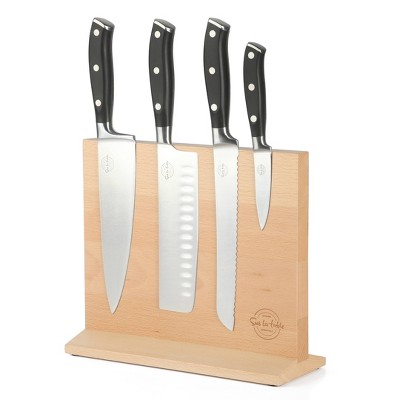 Sur La Table Kitchen Essentials 5pc German Steel Blade Set Beechwood Magentic Block