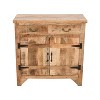 The Urban Port 39" Artisanal Farmhouse Style 2 Drawer Mango Wood Cabinet Console with 2 Door Storage Rustic Brown - 2 of 4