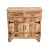 The Urban Port 39" Artisanal Farmhouse Style 2 Drawer Mango Wood Cabinet Console with 2 Door Storage Rustic Brown - image 2 of 4