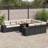 vidaXL Garden Sofa Set Black PE rattan, powder-coated steel, acacia wood - Black and Cream (with Storage) 6x Middle + 2x Corner + Table - 2 of 4
