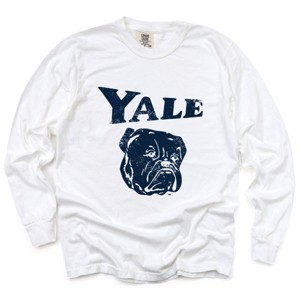 Yale Bulldog Distressed - Women's Garment Dyed Long Sleeve Graphic T-Shirt - 1 of 4