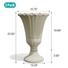 FONTOI 2 Pack Planters with Scalloped Rim, Outdoor Indoor Planters, Flower Plant Pots for Garden, Patio, Porch, Backyard, Beige, 15.75"*23.62"*15.75" - 3 of 4