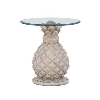 Pamella Pineapple Side Table with Glass Top Gray - Powell