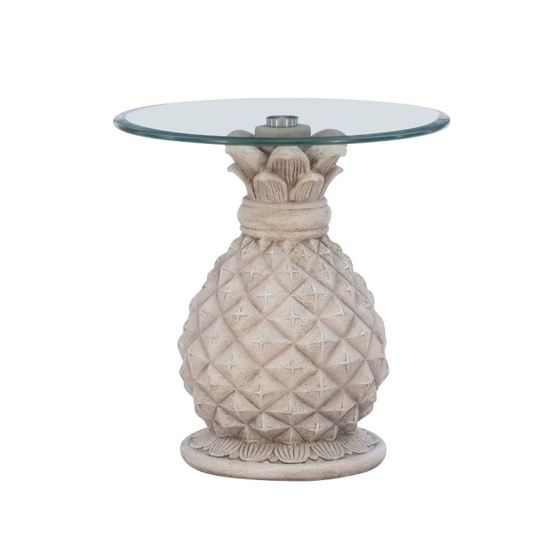 Pamella Pineapple Side Table with Glass Top Gray - Powell, 1 of 12