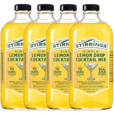 Stirrings Simple Lemon Drop Cocktail Mix 750ml Bottles - Real Juice No Preservatives - 70 Calories - Drink Mixer