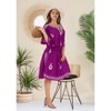 LA LEELA Women's House Daily Routine Evening Wear Short Sleeve Casual Bikini Cover-Up Vacation Mini Cover Ups for Women Dress 2X-3X Purple, Solid - 2 of 4