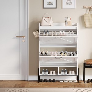 COZONY Shoe Cabinet with 2 Flip Drawers, Narrow Freestanding Shoe Rack Organizer with Metal Legs, Hidden Rack Cabinet for Entryway - 1 of 4