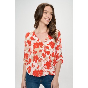WEST K Women's Alexa Surplice V-Neck Rolltab Blouse - 1 of 4