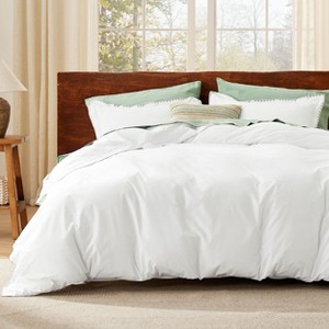 Cotton Duvet Cover Boho Textured Embroidery Jacquard Duvet Cover Set Soft and Breathable Bedding Set for All Seasons - 1 of 4