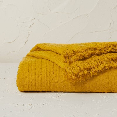 Oversized Waffle Weave Bed Throw Yellow - Opalhouse™ designed with Jungalow™