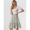 INSPIRE CHIC Women's Ruffle Hem Elastic Waist Flowy A-Line Swing Floral Midi Skirt - 2 of 4