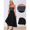Allegra K Women's Square Neck Boho Spaghetti Strap Smocked Long Sundresses - 2 of 4