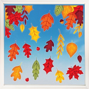 Big Dot of Happiness Fall Leaves Window Clings, Reusable Holiday Window Sticker Decorations, Autumn Leaf Decals, Harvest Party Static Clings - 1 of 4