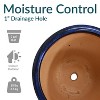 Sunnydaze Studio UV- and Frost-Resistant Ceramic Planters with Drainage Holes and Saucers - 11" Diameter - Imperial Blue - 2-Pack - 2 of 4