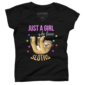 Girl's Design By Humans Just a Girl Who Loves Sloths By stellaandgrace T-Shirt - 1 of 2