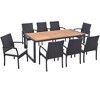 Costway 9 Pieces  Patio Rattan Dining Set with Acacia Wood Table, 1.9" Umbrella Hole - image 2 of 4