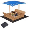 Wooden Kids Sandbox with Cover – Adjustable Canopy and 2 Bench Seats for Ages 4-8, Ideal for Outdoor Beach or Patio Fun - 2 of 4