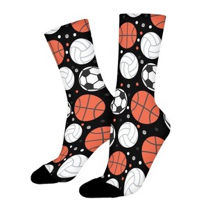 Sports Basketball Football Baseball Women Printed Crew Socks Funny Funky Socks Soft Polyester Novelty Gifts for Artists Men - 1 of 4