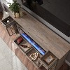 OKD 70" Fireplace TV Stand for 80 Inch TV, Farmhouse TV Stand w/Door & Drawers, Dark Rustic Oak - 3 of 4