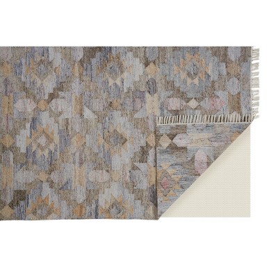 Gray Geometric Flat Woven Synthetic Area Rug 8' x 10'