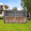 Metal Garden Storage Shed,Apex Roof Outdoor Storage Shed with Wood Storage,Outdoor Tools and Firewood Shed with Vents for Winter-Coolbibila - 2 of 4