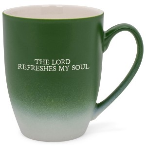 Elanze Designs The Lord Refreshes My Soul Two Toned Ombre Matte Green and White 12 ounce Ceramic Stoneware Coffee Cup Mug - 1 of 4
