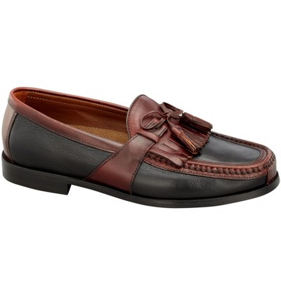 Johnston & Murphy Men's Aragon Tassel Loafer Dress Casual Shoe, Black Smooth/Antique Mahogany, Size 11